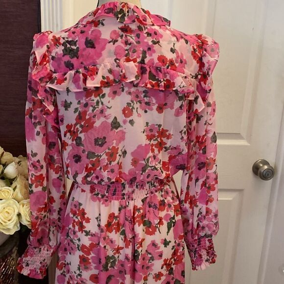 Misa Los Angeles Pink Floral Midi Dress - Picture 13 of 16